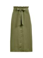 Dorothy Perkins Petite Khaki Tie Midi Skirt
