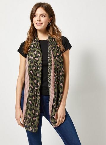 Dorothy Perkins Khaki Leopard Print Lightweight Scarf