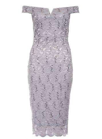 Dorothy Perkins *quiz Silver Sequin Bardot Dress