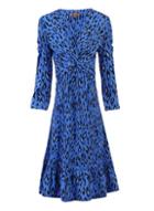 *jolie Moi Blue Leopard Print Fit And Flare Dress