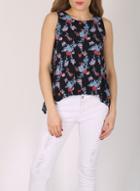 Dorothy Perkins *izabel London Navy Floral Sleeveless Top