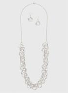 Dorothy Perkins Silver Link Necklace And Earrings Set