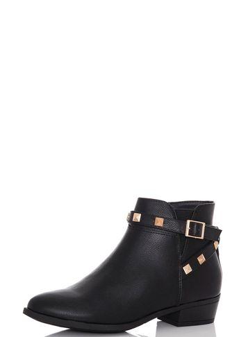 Dorothy Perkins *quiz Black Studded Zip Flat Boots