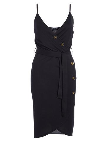 Dorothy Perkins *quiz Black V-neck Button Dress