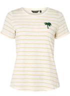 Dorothy Perkins Lemon And Ivory Striped Badge T-shirt