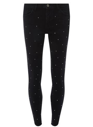 Dorothy Perkins Black Darcy Rhinestone Skinny Ankle Grazer Jeans