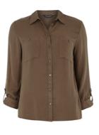 Dorothy Perkins Khaki Drape Safari Shirt