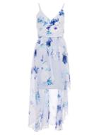 *quiz Blue Floral Dip Hem Dress