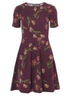 Dorothy Perkins *tall Floral Print Ruched Sleeve Skater Dress