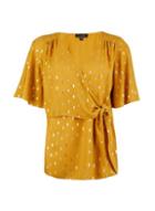 Dorothy Perkins Gold Clipped Wrap Top