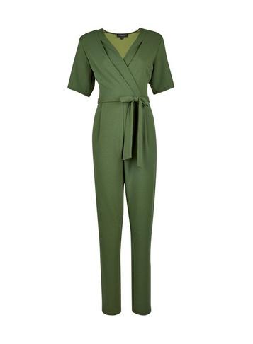 Dorothy Perkins Sage Tie Waist Wrap Jumpsuit