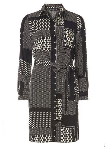 Dorothy Perkins Black And White Heart Patchwork Shirt Dress