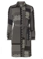 Dorothy Perkins Black And White Heart Patchwork Shirt Dress