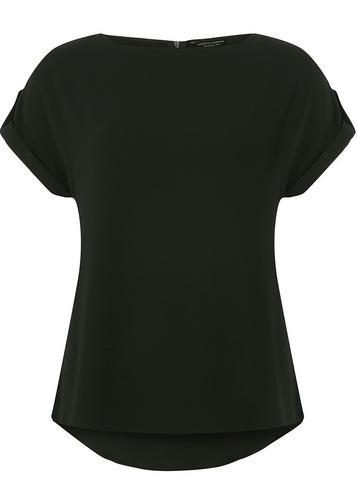 Dorothy Perkins Black Button Sleeve T-shirt