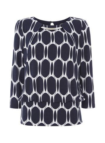 Dorothy Perkins *roman Originals Navy Spot Print Top
