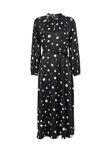 Dorothy Perkins Black Spot Keyhole Midi Dress