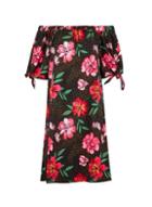Dorothy Perkins *tall Black Floral Print Bardot Dress