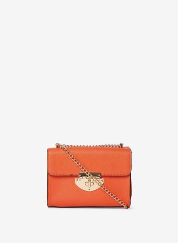 Dorothy Perkins Orange Lock Chain Cross Body Bag