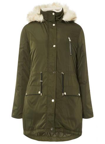Dorothy Perkins Khaki Faux Fur Parka