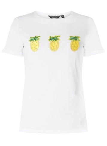 Dorothy Perkins Ivory Pineapple Applique T-shirt