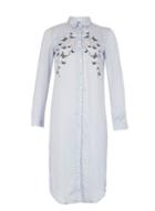 Dorothy Perkins *voulez Vous Pale Blue Embroidery Shirt Dress