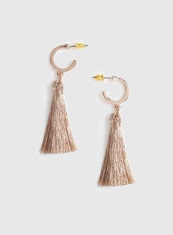 Dorothy Perkins Rose Gold Tassel Huggie Earrings