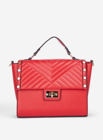 Dorothy Perkins Red Quilted Stud Mini Tote Bag