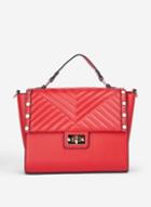 Dorothy Perkins Red Quilted Stud Mini Tote Bag