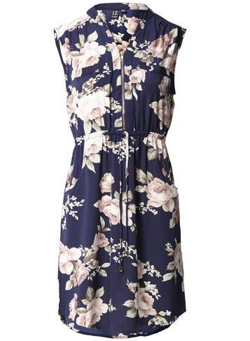 Dorothy Perkins *izabel London Navy Zip Neck Floral Shift Dress
