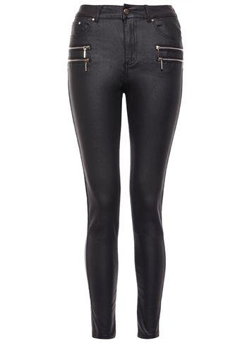 Dorothy Perkins *quiz Black Pu Zip Skinny Jeans