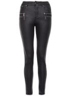 Dorothy Perkins *quiz Black Pu Zip Skinny Jeans