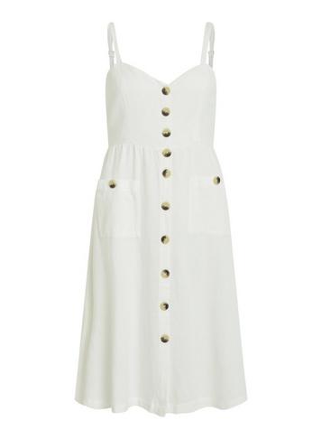 *vila Cream Linen Midi Dress