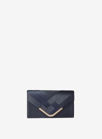 Dorothy Perkins Navy Pleat Chain Clutch Bag