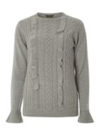 Dorothy Perkins Grey Ruffle Detail Cable Knit Jumper