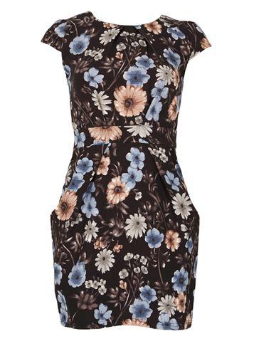 Dorothy Perkins *voulez Vous Black Floral Tulip Dress