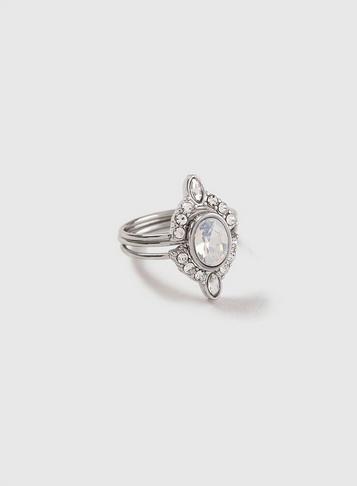 Dorothy Perkins Silver Look Faux Opal Stack Ring