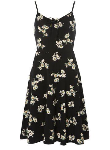 Dorothy Perkins *tall Black Daisy Print Camisole Dress