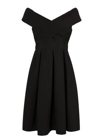 *chi Chi London Curve Black Bardot Midi Dress