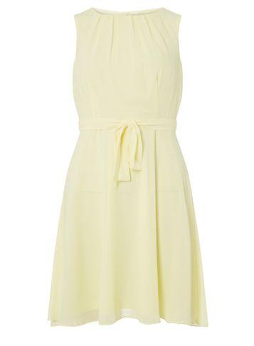 Dorothy Perkins *billie & Blossom Petite Yellow Chiffon Fit And Flare Dress