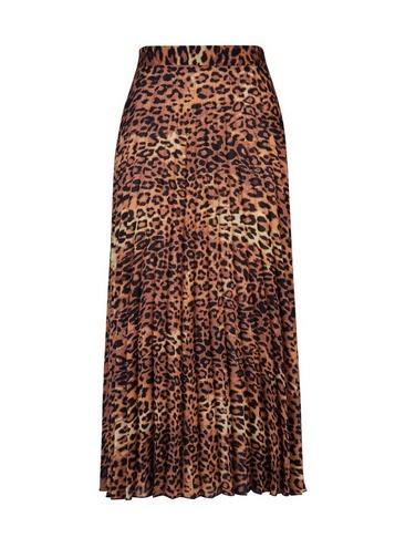 Dorothy Perkins Brown Animal Print Pleated Midi Skirt
