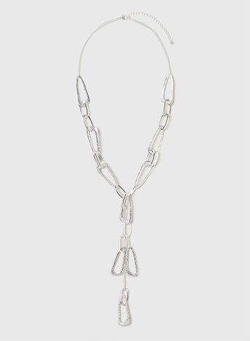 Dorothy Perkins Silver Organic Link Lariat Necklace