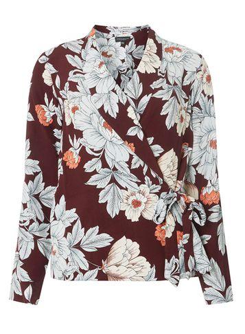 Dorothy Perkins Wine Floral Wrap Top