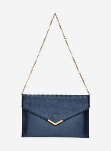 Dorothy Perkins Navy Embellished Bar Clutch Bag