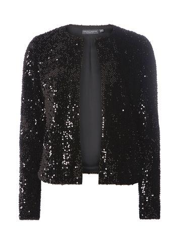 Dorothy Perkins *tall Black Sequin Embellished Boxy Jacket