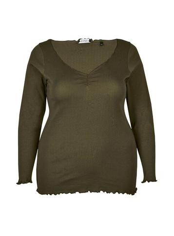 Dorothy Perkins *dp Curve Khaki Lettuce Ruched Top