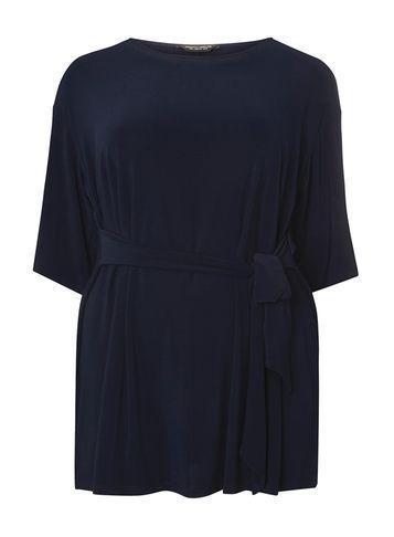 Dorothy Perkins Dp Curve Navy Belted Jersey Top
