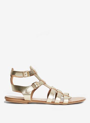 Dorothy Perkins Gold Leather 'finlay' Sandals
