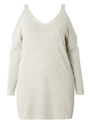 Dorothy Perkins Dp Curve Grey V-neck Cold Shoulder Jumper