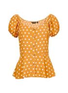 Dorothy Perkins Yellow Spotted Button Through Top