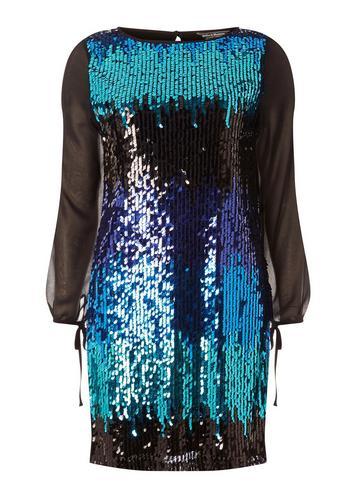 Dorothy Perkins *billie & Blossom Black Multi Rainbow Sequin Shift Dress